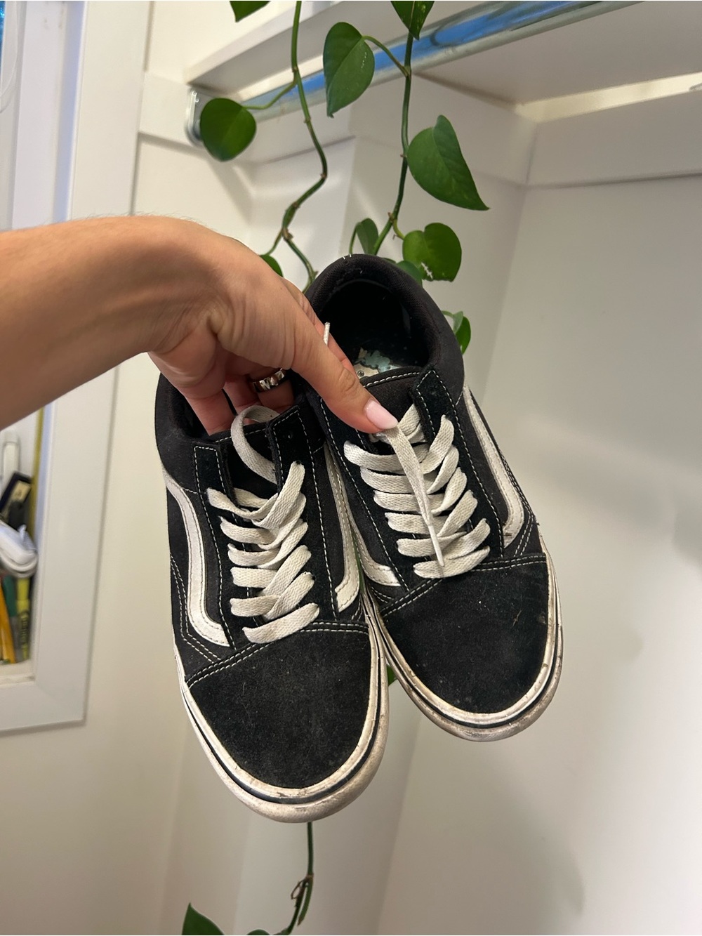 Men's Black Suede Low-Top Sneakers with White Accent